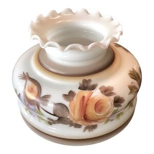 Westmoreland Milk Glass Hurricane Lamp Shade REPLACEMENT Orange Purple Florals
